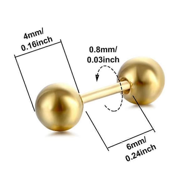 1 par/förpackning Skivstångsformade Titanstål Gotiska Örhängen Moderiktiga 4mm Diameter Silver