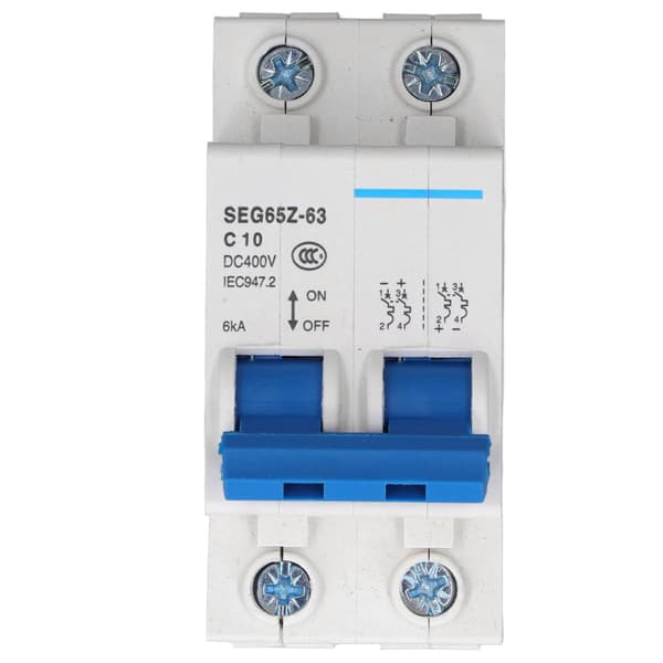 DC Miniatyr Strømbryter 2P 6KA 400V Luftbryter Solcelle PV System Panel Grid C10 10A