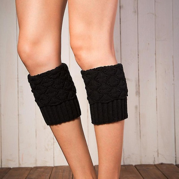 Naisten koristeena virkatut saappaan hihansuut Toppers jalka ontto lyhyet sukat Black