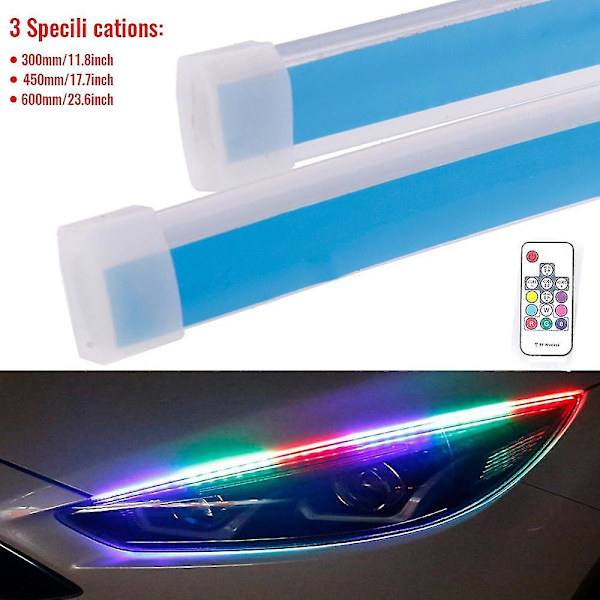2kpl peräkkäiset virtaavat Rgb-päiväajovalot Drl multi led-suunnatut suuntavilkut ajovaloihin 30cm