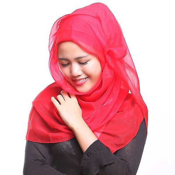 Kvinder Islamisk Muslim Hijab Tørklæde Blødt Sjal Dubai Full Cover Wrap Tørklæde Tørklæder Red