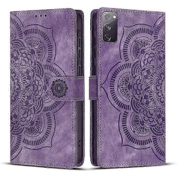 【BQ】Frosted Leather Case for Mandala Embossed Retro Phone Purple
