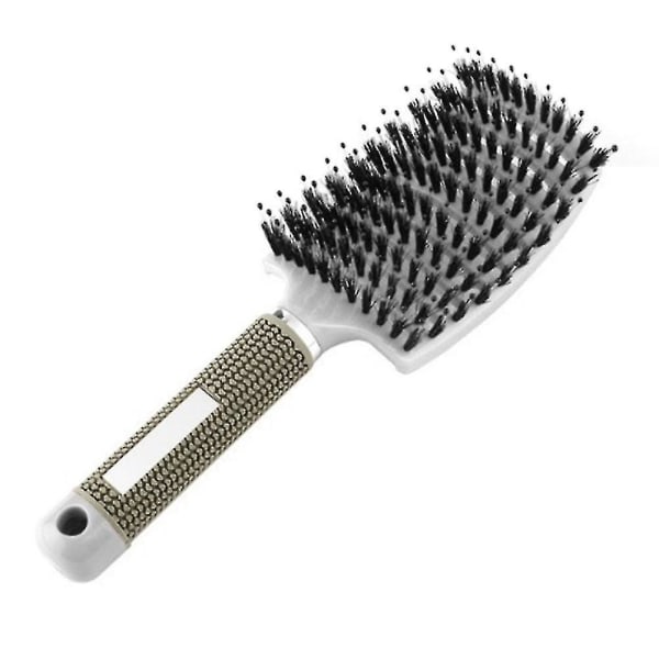 Detangling Nylon Bristle Brush Detangle Hairbrush Kvinder Hår Hovedbund Massage Kam Brush White