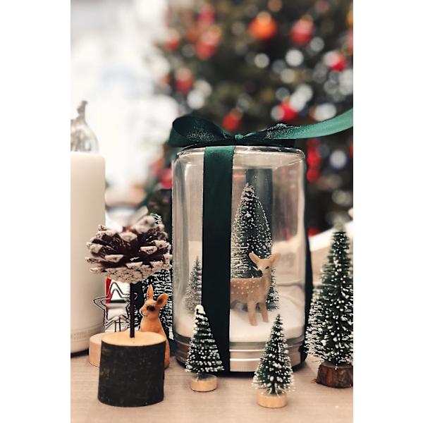 12 stycken miniatyr julgran Faux Snow Frost Tree Pine Sisal