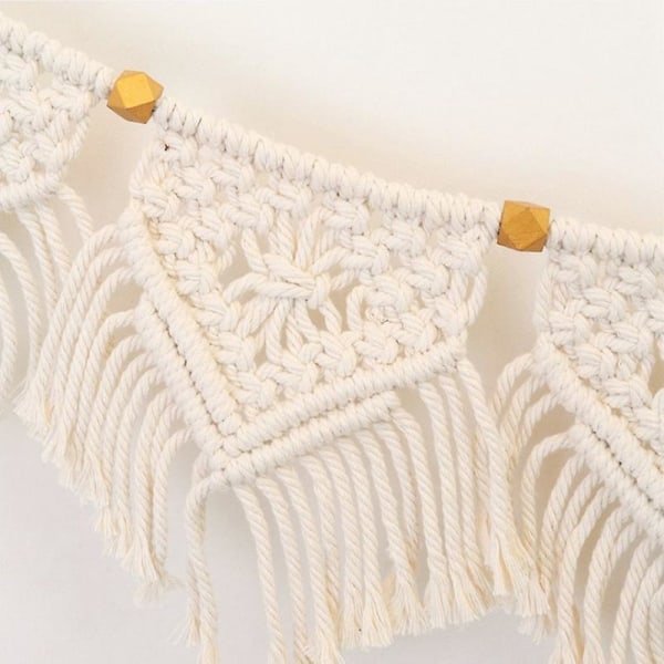 Macrame Frynsede Vævet Tapestry Wall Home Decoration Stue Soveværelse Sengegavl Væg beige