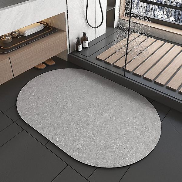 Diatoméjord Bløde måtter til badeværelse og toilet Absorberende gulvmåtter 40*60cm Oval grå 40*60cm Oval grey