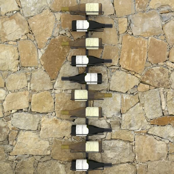 【BQ】vidaXL Wall-mounted wine rack for 10 bottles black metal Black Svart