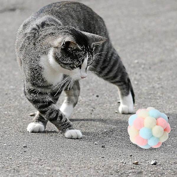 7st färgglad kattboll, handgjord plysch studsboll och Bark Interactive Niuniu