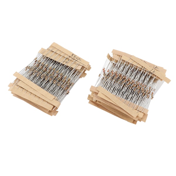640 stycken kolfilmresistor 64 värden 1/6W nominell effekt 5% kolfilmresistor sortimentssats 1 ohm - 10 megaohm