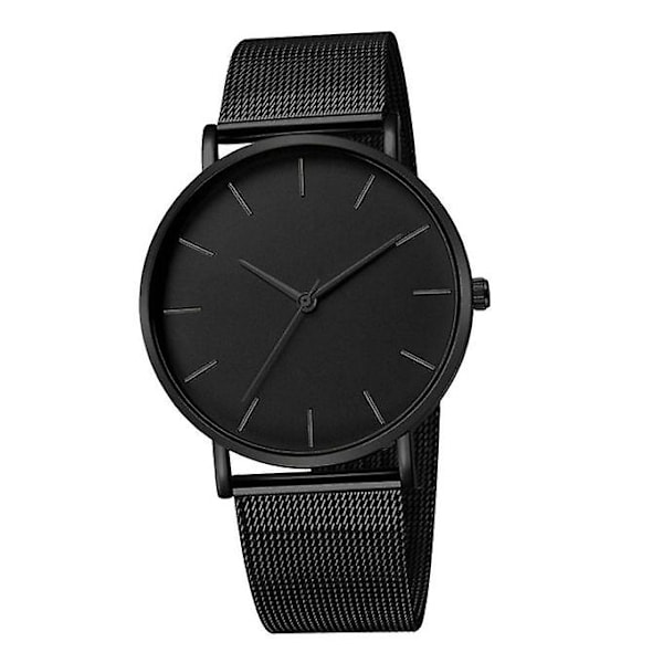 Man Sport Quartz Watch Luxury Mesh Black Band Black Pointer