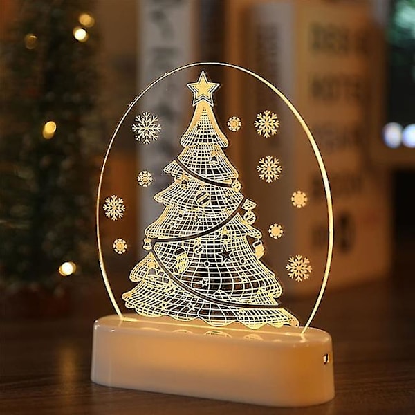 Juldekorationer för hem Träd Älg 3d Akryl Nattljus Julklapp Nyår Heminredning Strängljus Jultomten prydnad tree