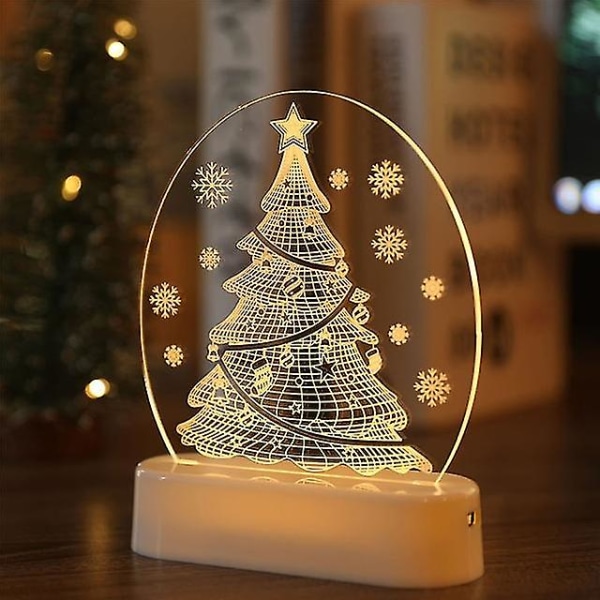 Julepynt til hjemmet Tre Elg 3d Akryl Nattlys Julegave Nyttår Home Decore String Lights Julenissen Ornament tree