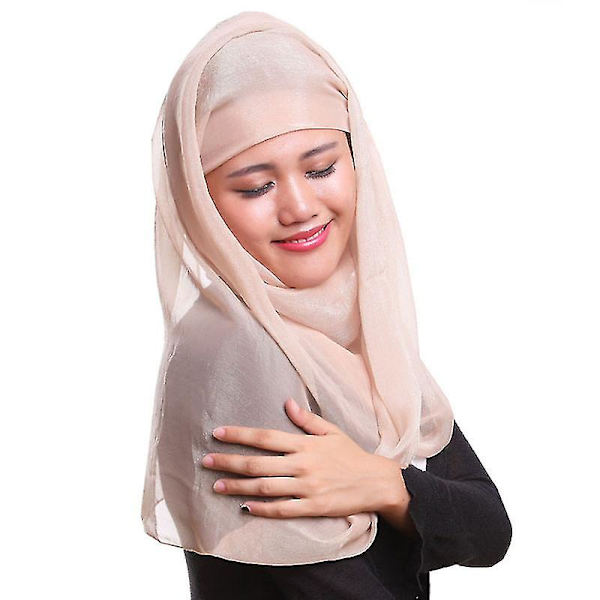 Kvinder Islamisk Muslim Hijab Tørklæde Blødt Sjal Dubai Full Cover Wrap Tørklæde Tørklæder Khaki