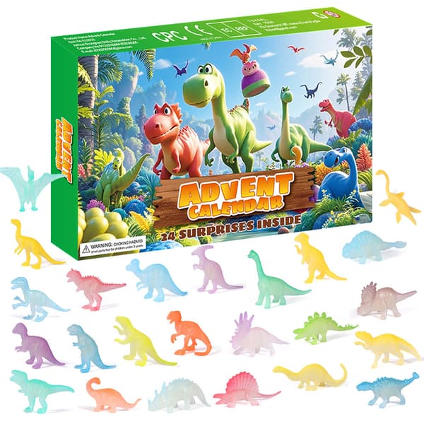 【BQ】Lysende mini dinosaurmodell i plast, blind boks, 24-dagers nedtellingskalender, dinosaur-tema festgave 31