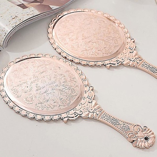 Handspegel Vintage handhållen spegel med handtag Sminkspegel Resespeglar (ovala)
