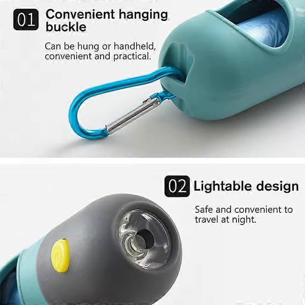【BQ】Avfallsposedispenser for kjæledyr med LED-lys Nedbrytbare hundeposer Bærbar White