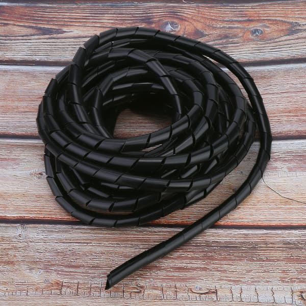 2-pakke Wire Protector Spiral PP Wire Kabelbeskyttelse Tilbehør Wire Sleeve Sort 12mm