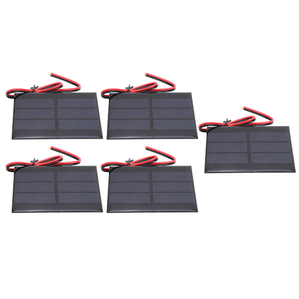 5 stk Mini Solcellepanel Batterimodul med 30cm Ledning, 60x80x3mm, 0.65W, 1.5V