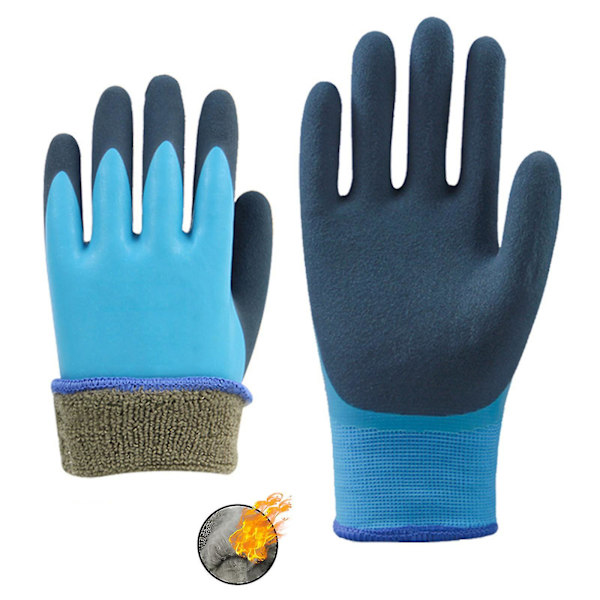 Vandtætte vinterarbejdshandsker Grip Udendørs Have Ice Snow Cold Multi-purpose M Blue
