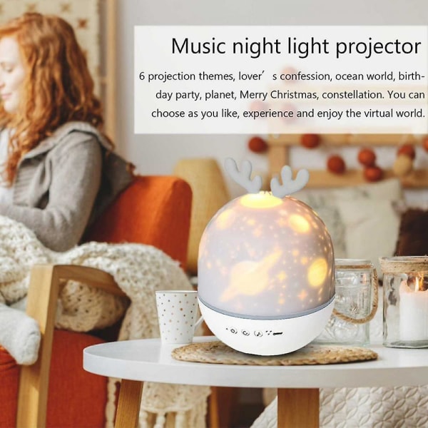 Projektor, Star Projector med fjärrkontroll, Night Light Projector, USB Music Night Light cute rabbit