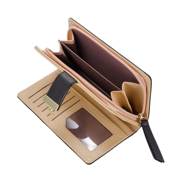 Kvinnors långa blad Bifold Plånbok Läder Dragkedja Elegant Clutch-Blå