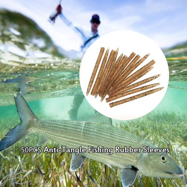 50 st 54 mm Anti-Tangle Gummihylsor för Karpfiskekrokar & Metetillbehör