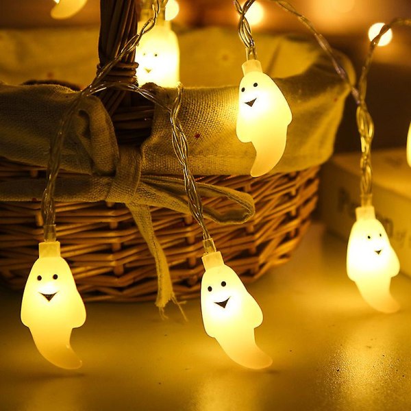 Led Halloween Bat Lantern Ghost Hand Light String Solar Batteri USB Ghost Light String Secret Room Dekoration ghost warm white 76