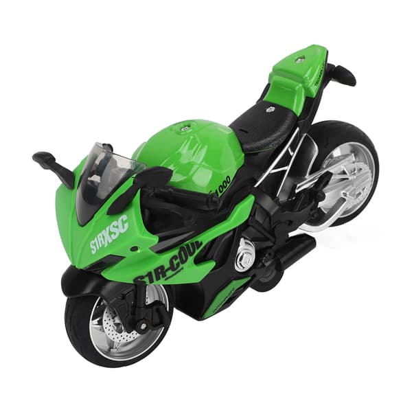 Børne Motorcykel Legetøj Træk Tilbage Lyd Lys Effekter Høj Simulation Legering Motorcykel Model Grøn