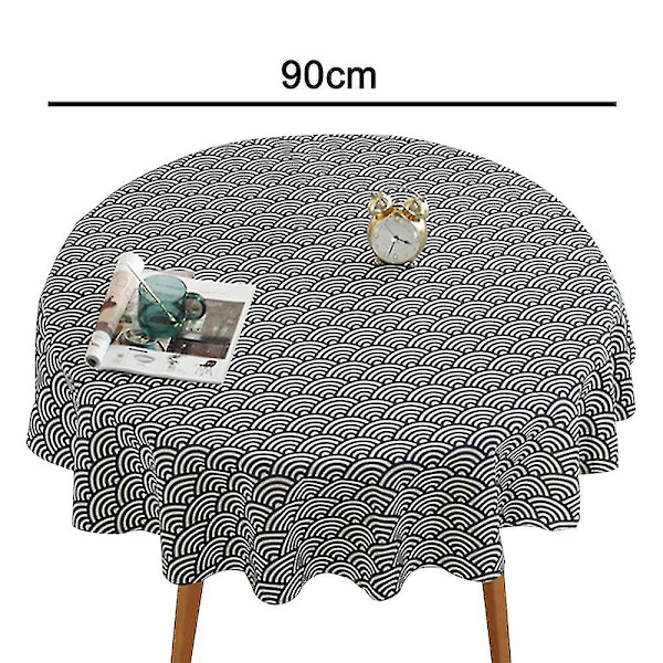 Rund bordsduk Skrynkbeständig utomhus blekningsbeständig bordsduk Vågmönster Wave pattern