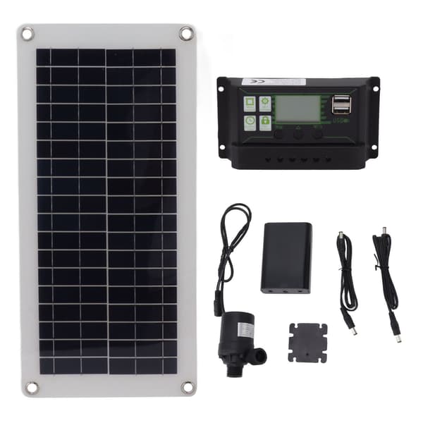 Solpanel Kit Polykristallin 100A Kontroller 10W 18V Solcellsladdningspanel med Batterilåda Pump för Bilcamping