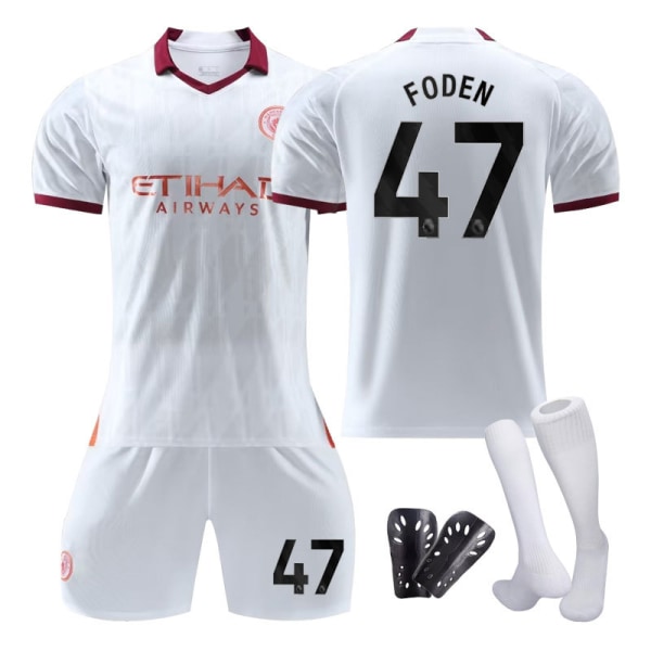 Den nya 23/24 Manchester City bortafotbollsdräkt för barn med strumpor och skyddsutrustning 47 FODEN 47 FODEN Children's size24