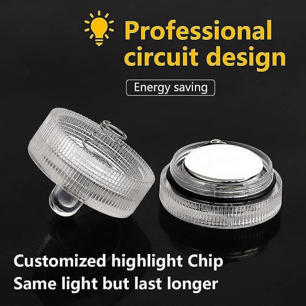 24 kpl Vedenpitävät Pyöreät Mini Led Tea Lights Vedenalaiset Valot