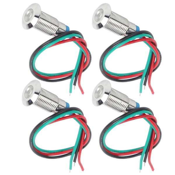 4-Deles Metal LED Indikatorlys Sæt, Fælles Katode, 8mm 12-24V Rød & Grøn til Industriel Kontrol