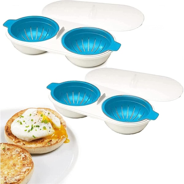 Microwave Egg Poacher, Perfect Poacher Mikrobølgeovn 2-kopps Egg Poacher Cooking Kjøkkenverktøy, pakke med 2