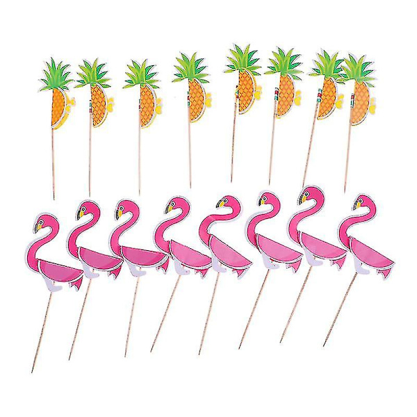 40 stk 3d flamingoformet kaketopper Stereo papirkakevalg Ananas Cupcake Dekor Festutstyr (20 stk Flamingo + 20 stk ananas)