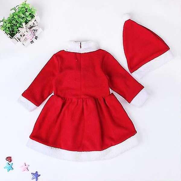 Barn jul jultomten kostym Baby flickor bowknot klänning pojkar Xmas kostym med hatt Girl 100cm
