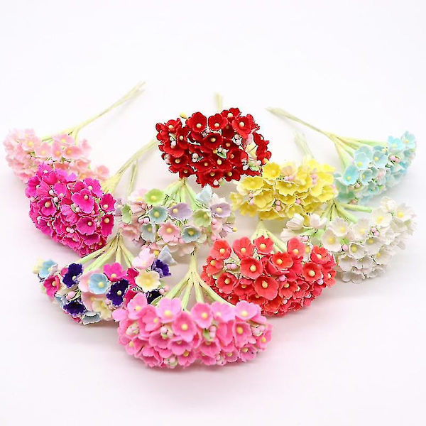 8 stycken / 40 huvuden 1 cm mini papper blommor rosor bukett konstgjord blomma Billig bröllopsdekoration för scrapbooking Diy Flores 5
