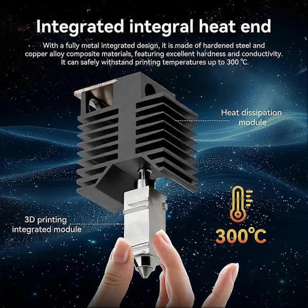 Til Snapmaker U1 Hotend Kit Integreret 3D-printerdel med hærdet ståldyse 0,2 mm Black 0.2Mm nozzle
