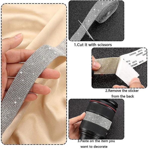 Selvklebende Rhinestone Strip Diamond Bling Crystal Ribbon Sticker Wrap