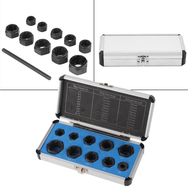 11 deler/sett 9-19 mm ødelagt mutterboltefjerner Stud Extractor Låsesokkel