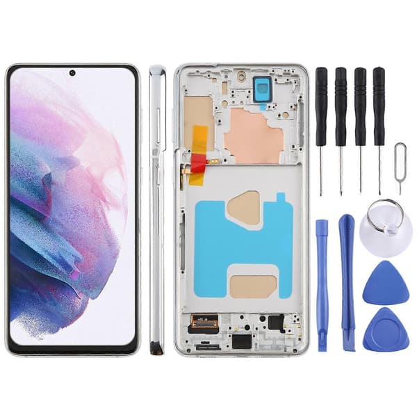 【BQ】För Samsung Galaxy S21+ SM-G996B 6,58 tums TFT LCD-skärm Digitizer komplett montering med ram, stöder inte fingeravtrycksidentifiering Silver