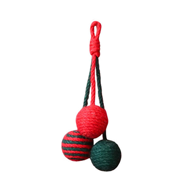 Cat Scratch Toy Inbyggd skramlande sten Reptålig husdjur Katt Hängande Sisal Scratch Ball Leksak Husdjurstillbehör Stad Red
