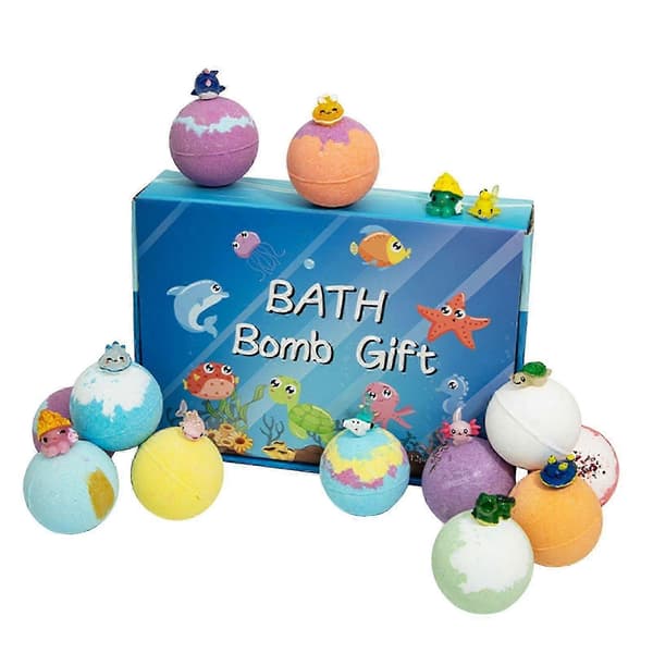 【BQ】12-pack badbomber presentförpackning, färgglada bubbelbadbomber aromaterapi spa-set påskpresent för barn pojkar flickor MMD