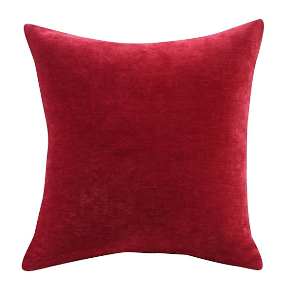 Chenille Square Cover Soffa Kudde Lätt Lyxstil Bedside Ryggstöd utan Core Kudde Red