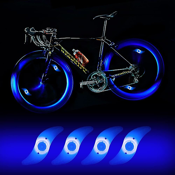 4 x LED-sykkelhjullys, vanntett LED-sykkelhjullys med 3 blinkende moduser LED-sykkelhjullys for voksen- og barnesykkel - blå
