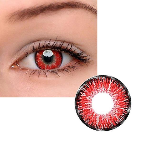 2 stk eller par Mrs.h fargede øyelinser Cosplay kontaktlinser Halloween for øyne Farge rød kontakt