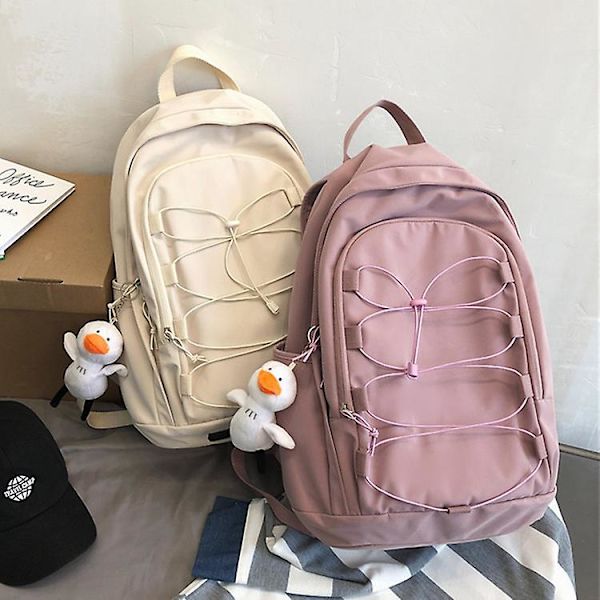 Trend Mænd Piger Studenter Sport Fritid Rejserygsæk Enkel Computertaske med stor kapacitet Bærbar computertaske Cool ensfarvet Pink
