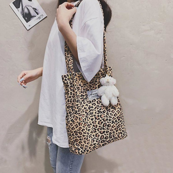 Leopard Print lærredstaske Dame Håndtaske Print Skuldertaske Vintage lærredstaske Leopard print Leopard print