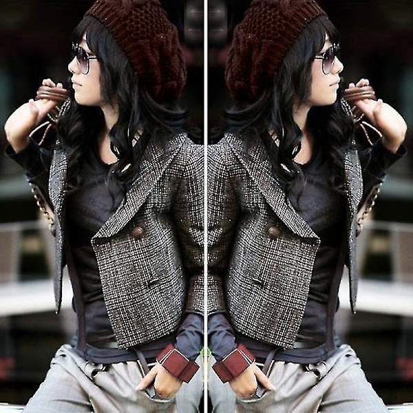 Hhcx-kvinner Vinter Varm Strikket Tykk Hekle Slouch Stretch Dame Beanie Varm Lue Brown