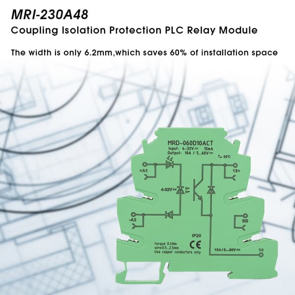 MRD-060D10ACT Ultratynd 6,2 mm DC Solid State Relæmodul Indgang 4-32VDC NO